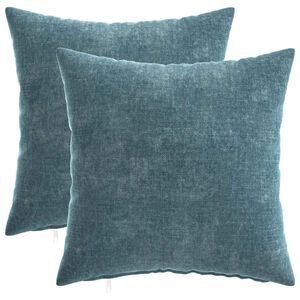 vidaXL Funda de almohada 2 uds. HEERLEN Azul 35 x 35 cm Tela Chenille