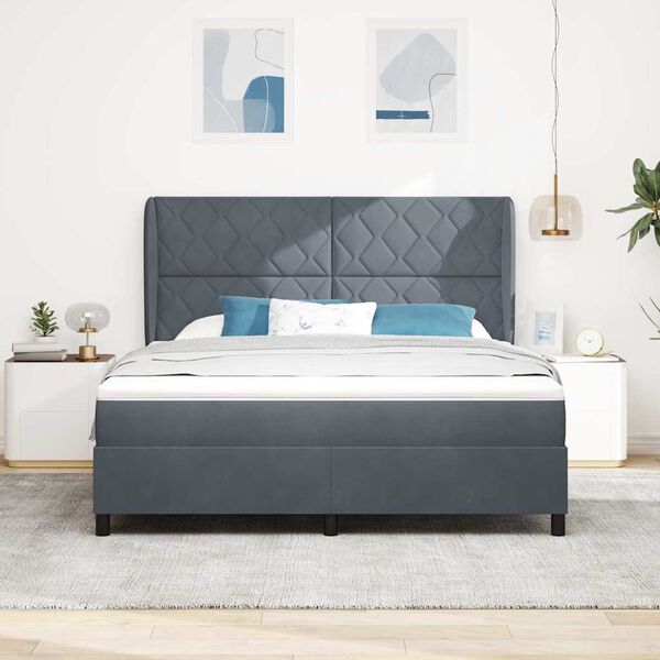 vidaXL Cama tipo Box Spring Gris oscuro 200 x 180 cm Poli&eacute;ster