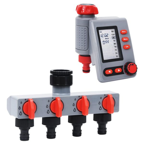 vidaXL Temporizador de riego jard&iacute;n digital salida &uacute;nica distribuidor