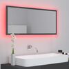 vidaXL Espejo de baño LED acrílico gris brillo 100x8,5x37 cm