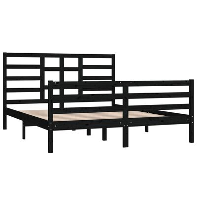 vidaXL Estructura de cama de madera maciza negra 160x200 cm