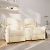 vidaXL Sillón de masaje reclinable 2 plazas con portavasos crema