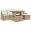 vidaXL Conjunto de sof&aacute; de jard&iacute;n 6 uds. Beige rat&aacute;n sint&eacute;tico