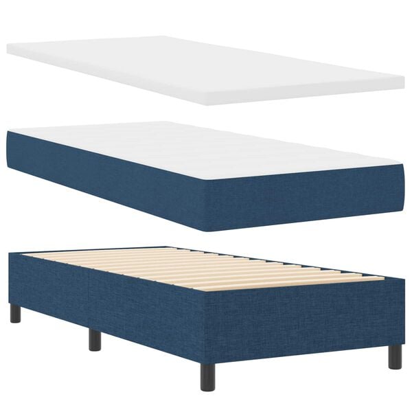 vidaXL Cama tipo Box Spring con colch&oacute;n con LED Azul 100 x 200 cm tela