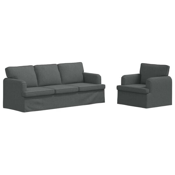 vidaXL Sof&aacute; 2 pcs Gris oscuro 144 x 80 x 85 cm tela
