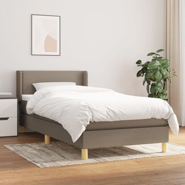vidaXL Cama box spring con colch&oacute;n tela gris taupe 80x200 cm
