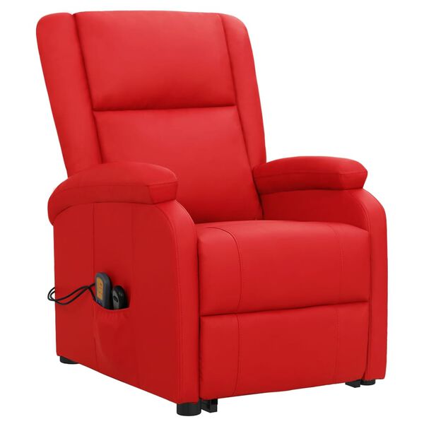 vidaXL Sill&oacute;n de masaje elevable cuero sint&eacute;tico rojo