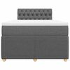 vidaXL Cama box spring con colch&oacute;n tela gris oscuro 120x200 cm