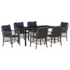 vidaXL Conjunto de Comedor de Jard&iacute;n 7 uds. Gris y Negro Rat&aacute;n