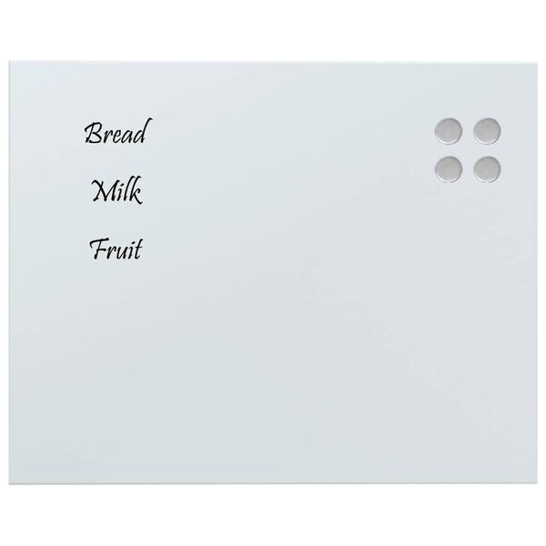 vidaXL Pizarra magn&eacute;tica de pared vidrio templado blanco 50x40 cm
