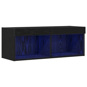 vidaXL Conjunto de mueble de TV con LED Roble Negro 80 x 30 x 30 cm