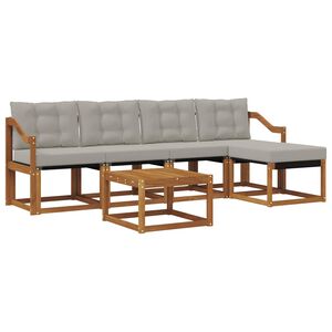 vidaXL Conjunto de sof&aacute;s de exterior 6 uds. Natural y Gris Claro