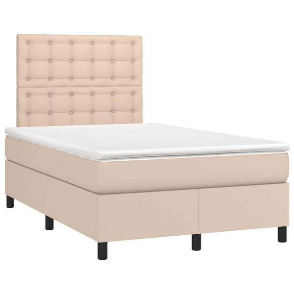 vidaXL Cama box spring con colch&oacute;n cuero sint&eacute;tico capuchino 120x190cm