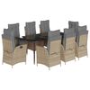vidaXL Set comedor de jard&iacute;n 9 pzas con cojines rat&aacute;n sint&eacute;tico beige