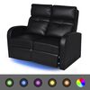 vidaXL Sill&oacute;n de 2 plazas con LED cuero sint&eacute;tico negro