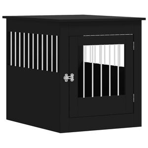 vidaXL Jaula para perros madera de ingenier&iacute;a negro 64,5x80x71 cm