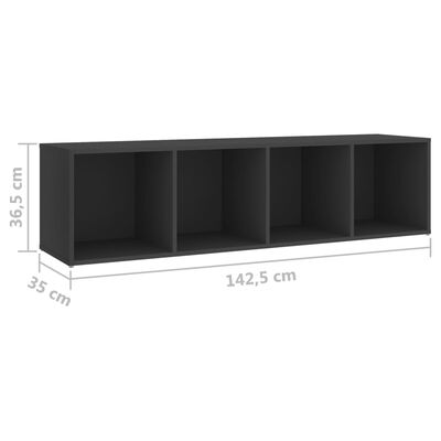 vidaXL Muebles de salón 3 pzas madera ingeniería gris 142,5x35x36,5cm