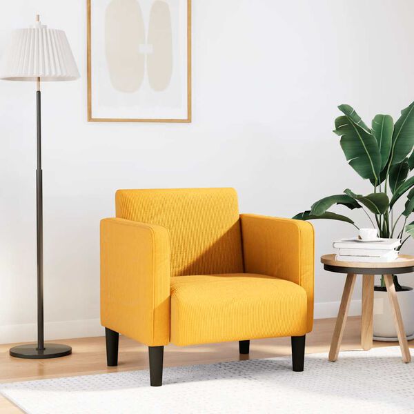 vidaXL Sill&oacute;n con reposabrazos amarillo claro 54 cm tejido de pana