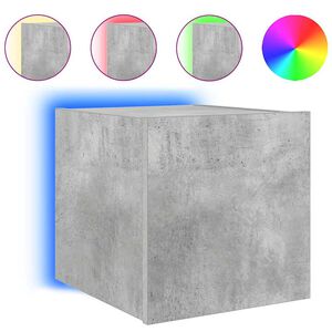 vidaXL Mueble de TV de pared con luces LED gris hormig&oacute;n 30,5x35x30 cm