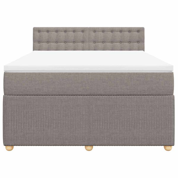vidaXL Cama box spring con colch&oacute;n tela gris taupe 140x200 cm
