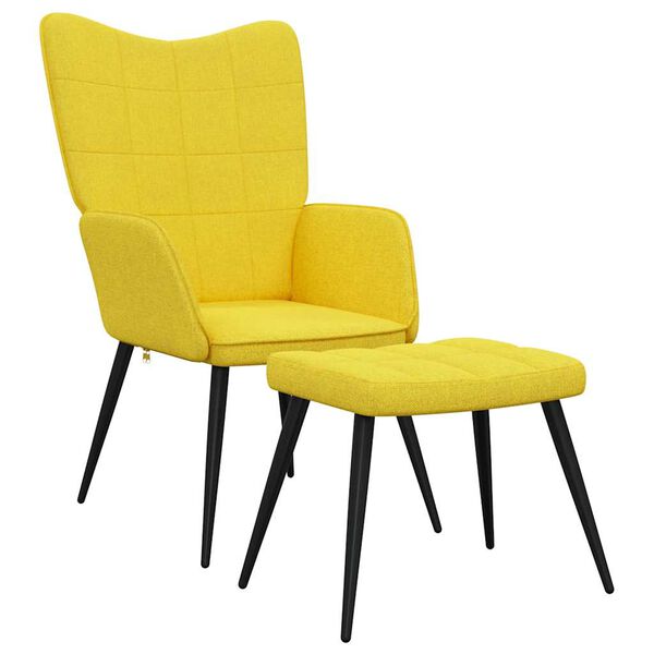 vidaXL Sill&oacute;n de relax con reposapi&eacute;s tela amarillo mostaza