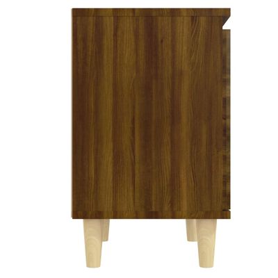 vidaXL Mesita de noche con patas madera maciza marrón roble 40x30x50cm