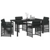 vidaXL Conjunto de Comedor de Jard&iacute;n 5 pcs Negro rat&aacute;n sint&eacute;tico