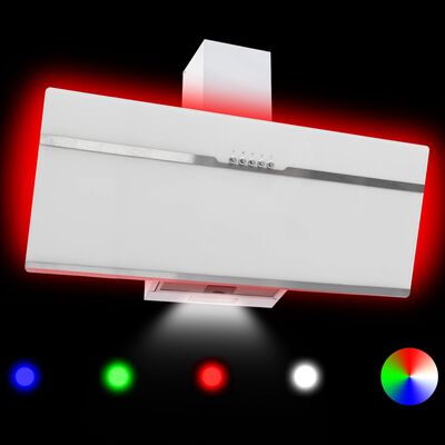vidaXL Campana extractora RGB de LED acero inox. vidrio templado 90cm