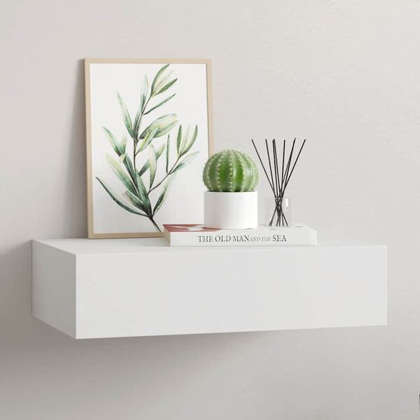 vidaXL Estante con cajón de pared MDF blanco 40x23,5x10 cm
