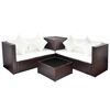 vidaXL Set muebles de jard&iacute;n 4 piezas y cojines rat&aacute;n sint&eacute;tico marr&oacute;n