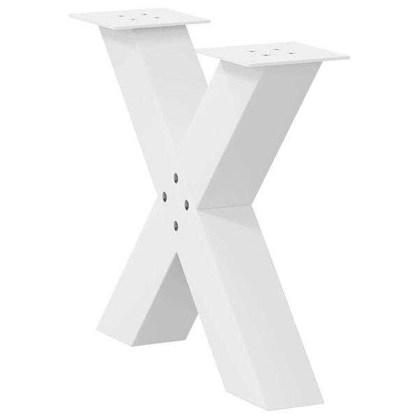 vidaXL Patas para mesa de centro en forma de X (2 unidades), color blanco, 50 x (42-43) cm, acero