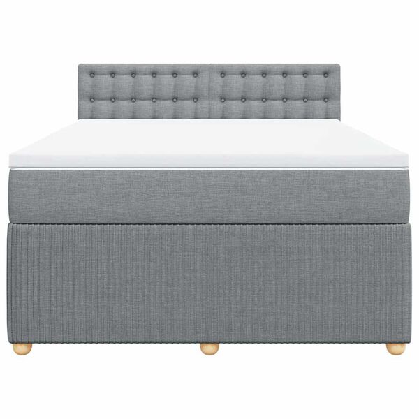 vidaXL Cama box spring con colch&oacute;n tela gris claro 140x200 cm