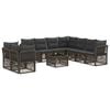 vidaXL Conjunto de sof&aacute;s de jard&iacute;n 10 uds. Gris rat&aacute;n sint&eacute;tico