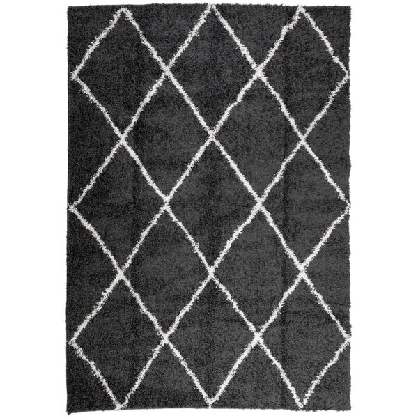 vidaXL Alfombra de pelo largo moderna PAMPLONA negro y crema 160x230cm