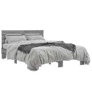 vidaXL Estructura cama madera ingenier&iacute;a metal gris Sonoma 140x200 cm