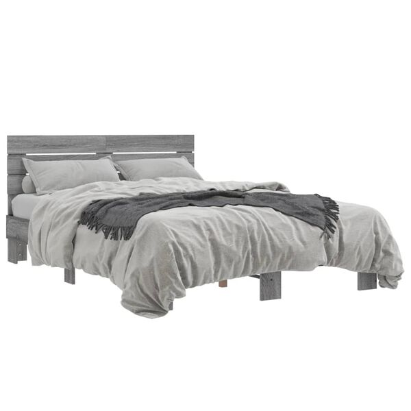 vidaXL Estructura cama madera ingenier&iacute;a metal gris Sonoma 140x200 cm