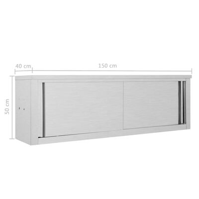 vidaXL Armario pared de cocina puertas correderas acero 150x40x50 cm