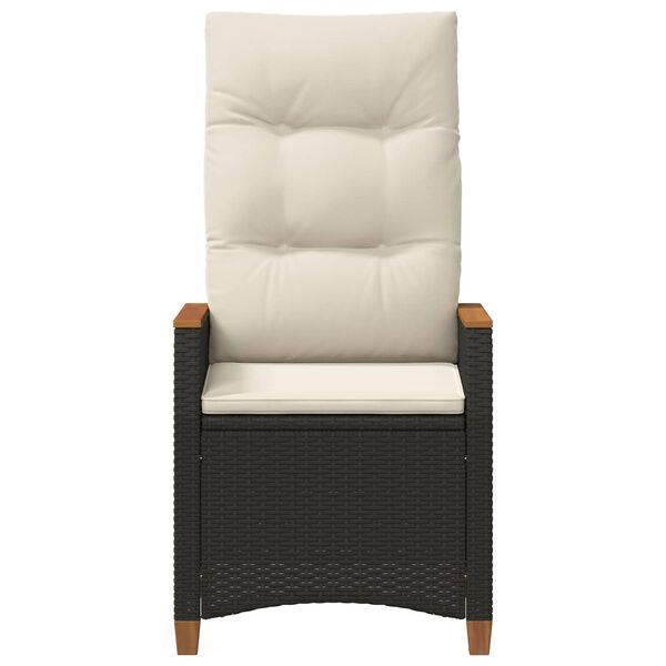 vidaXL Silla de jard&iacute;n reclinable Negro y crema 64 x 57,5 x 112 cm