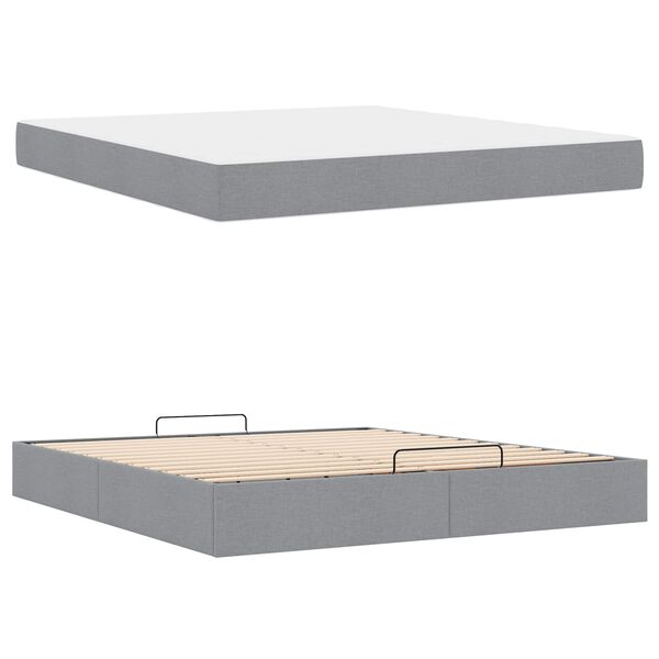 vidaXL Estructura de cama con colch&oacute;n 2 pcs Gris claro tela