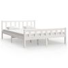 vidaXL Estructura de cama doble sin colch&oacute;n madera maciza blanco
