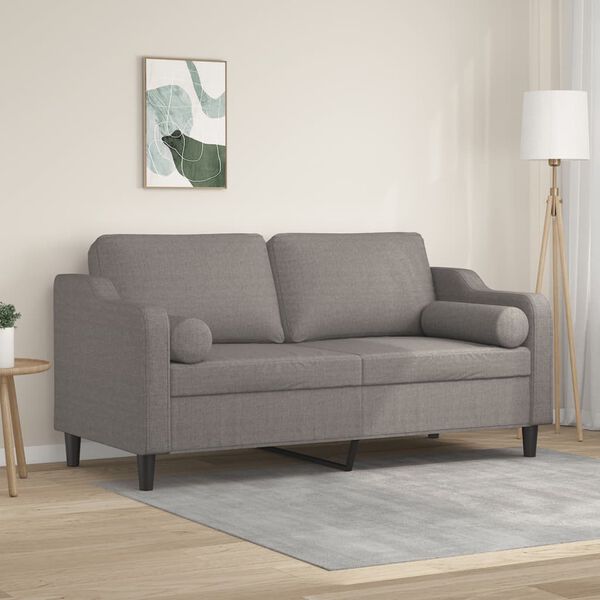 vidaXL Sof&aacute; de 2 plazas con cojines tela gris taupe 140 cm