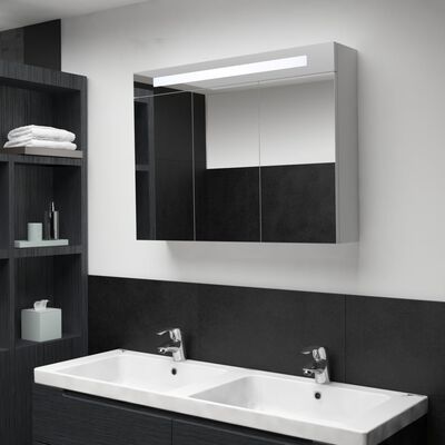 vidaXL Mueble de baño con espejo LED 88x13x62 cm