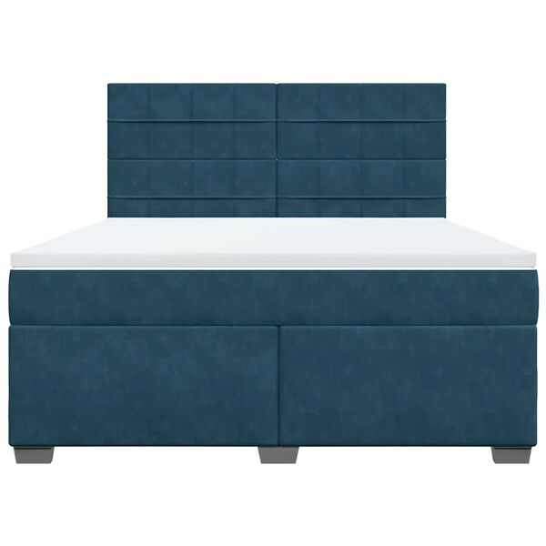 vidaXL Cama box spring con colch&oacute;n terciopelo azul 180x200 cm