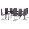 vidaXL Juego de comedor 9 piezas cuero sint&eacute;tico gris