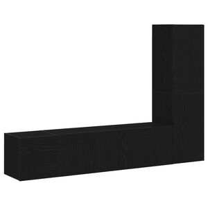 vidaXL Conjunto de mueble de TV 4 pcs Roble Negro 130,5 x 30 x 140 cm