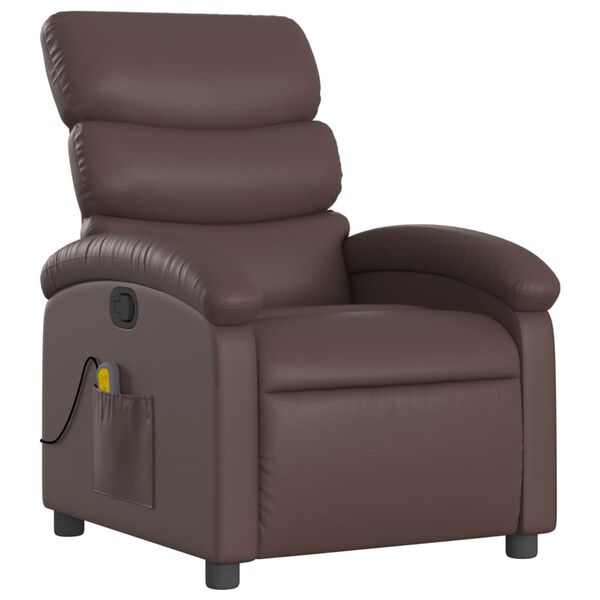 vidaXL Sill&oacute;n de masaje reclinable cuero sint&eacute;tico marr&oacute;n