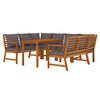 vidaXL Juego comedor jardín y cojines 7 piezas madera maciza acacia