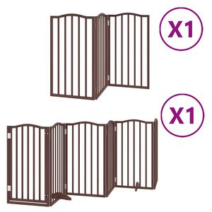 vidaXL Puerta de perros plegable 9 paneles madera &aacute;lamo marr&oacute;n 450 cm