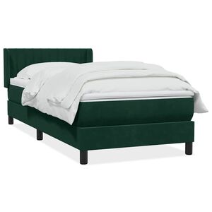 vidaXL Cama box spring con colch&oacute;n terciopelo verde oscuro 80x220 cm