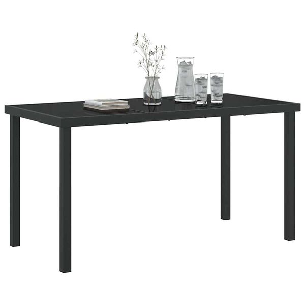 vidaXL Mesa de Jardín Negro 140 x 80 x 73 cm Madera maciza de Teca